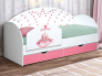 Кровать с продольной мягкой спинкой Корона №4 800х1600 мм розовая