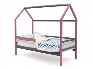 Кровать-домик Svogen с бортиком лаванда-графит
