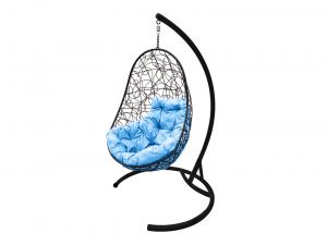 Кокон Овал с ротангом голубая подушка