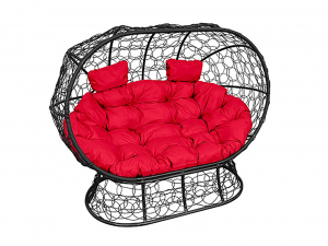 Кокон Лежебока на подставке с ротангом красная подушка