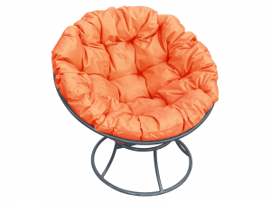 Кресло Папасан без ротанга оранжевая подушка