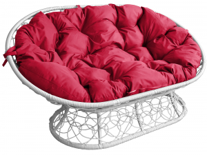 Диван Мамасан с ротангом красная подушка