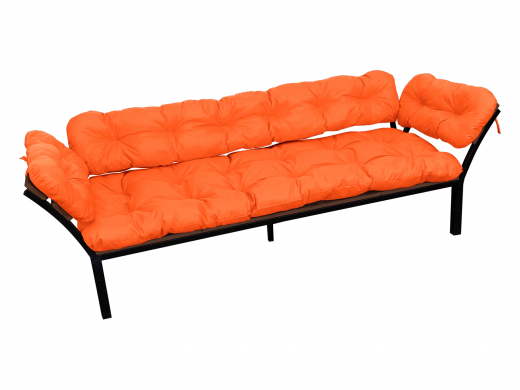 Диван Дачный с подлокотниками оранжевая подушка