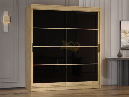 Шкаф-купе Гранд-1 2000 Дуб Вотан-двери Лакобель черный