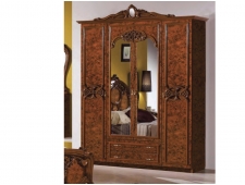 Шкаф 4-х дверный с зеркалами Ольга орех глянец