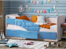Кровать Дельфин МДФ 1600 Голубой металлик