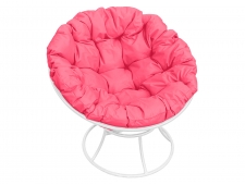 Кресло Папасан без ротанга розовая подушка