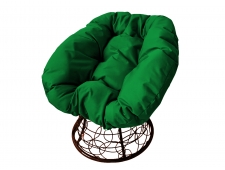Кресло Пончик с ротангом зелёная подушка